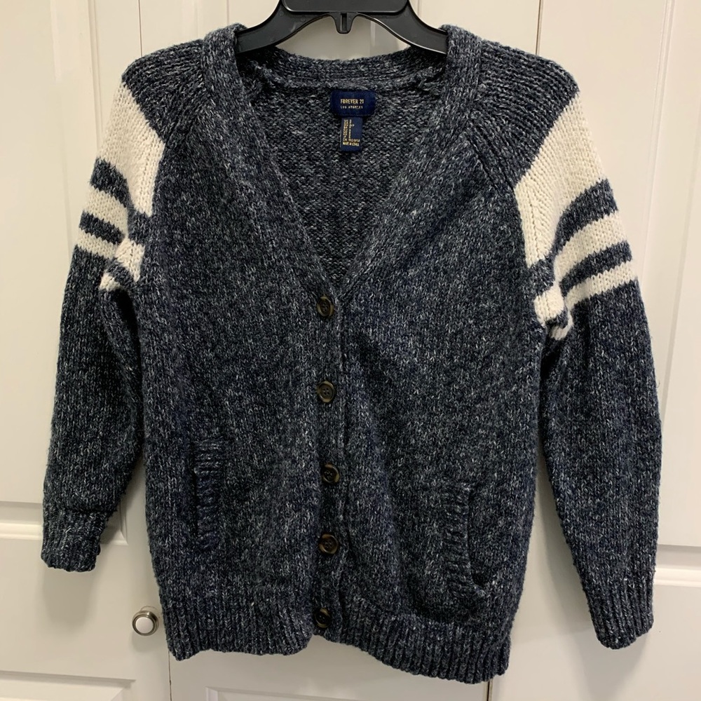 Forever 21 Button-Front Blue Sweater Small